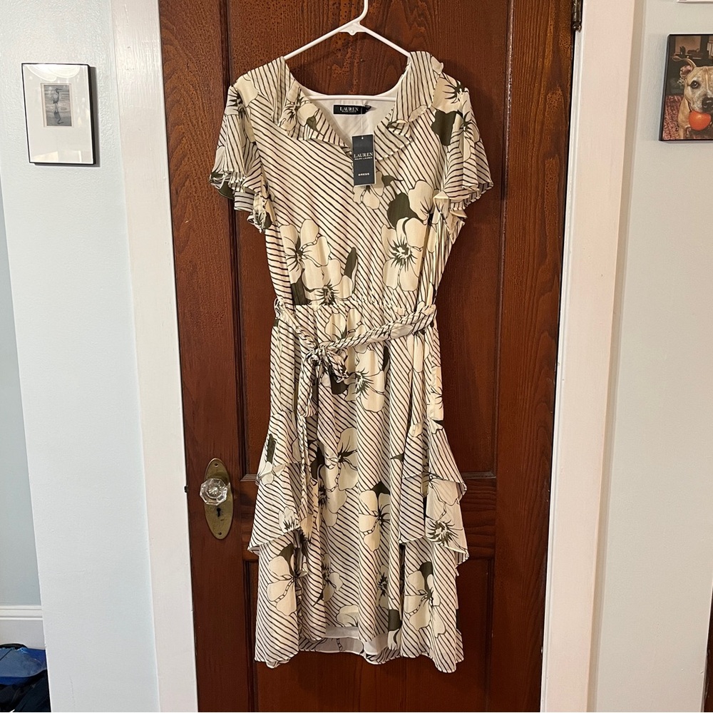 Ralph Lauren Cream and dark green Floral Dress
